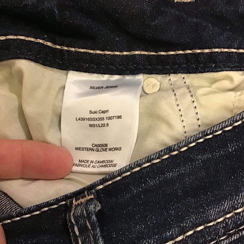 Silver Jeans 31 (10) Suki Capri Women’s Jeans Mid Rise Stretch Distressed - Picture 8 of 11